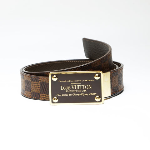 LOUIS VUITTON 2010 Damier Centurion Inventour 90/36 belt Brown WS23892