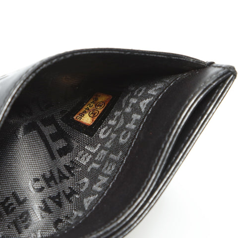CHANEL 10 series 2005-2007 Lambskin logo Card Case black WS23893