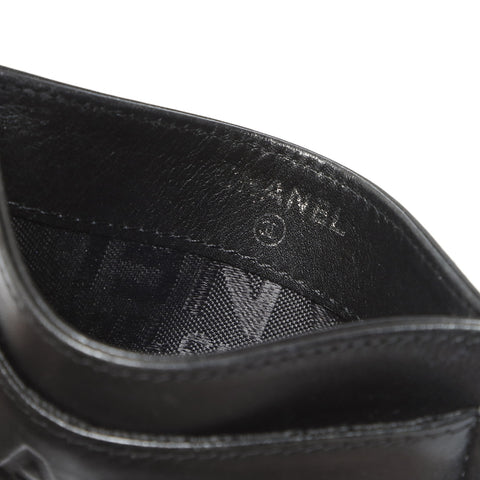 CHANEL 10 series 2005-2007 Lambskin logo Card Case black WS23893