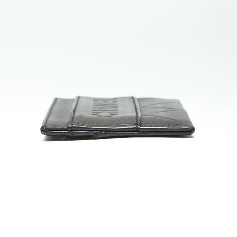 CHANEL 10 series 2005-2007 Lambskin logo Card Case black WS23893