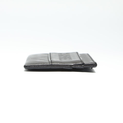 CHANEL 10 series 2005-2007 Lambskin logo Card Case black WS23893