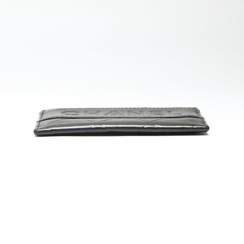 CHANEL 10 series 2005-2007 Lambskin logo Card Case black WS23893