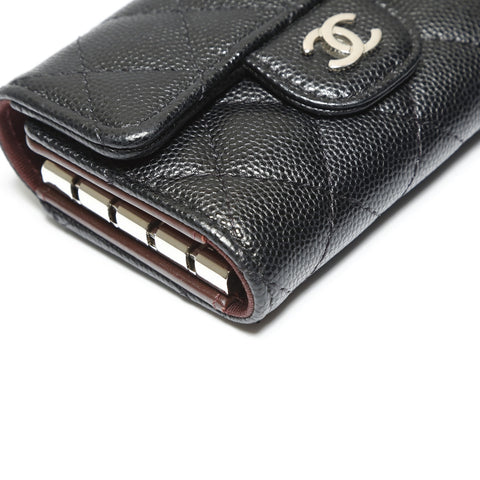 CHANEL No. 31 2021-2022 Caviar Skin Classic Flap Matelasse 4-Row Key holder  black WS23894