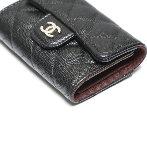 CHANEL No. 31 2021-2022 Caviar Skin Classic Flap Matelasse 4-Row Key holder  black WS23894