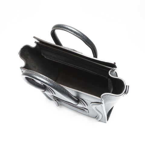 CELINE Leather Nano Luggage 2way Handbag black WS23895