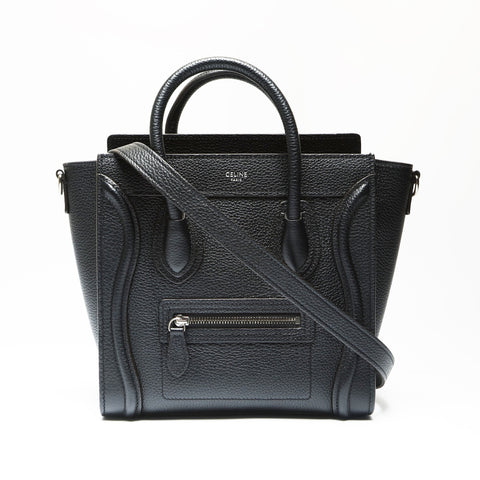 CELINE Leather Nano Luggage 2way Handbag black WS23895