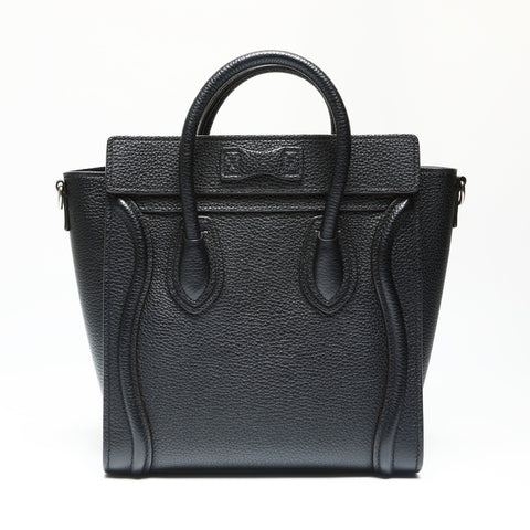CELINE Leather Nano Luggage 2way Handbag black WS23895