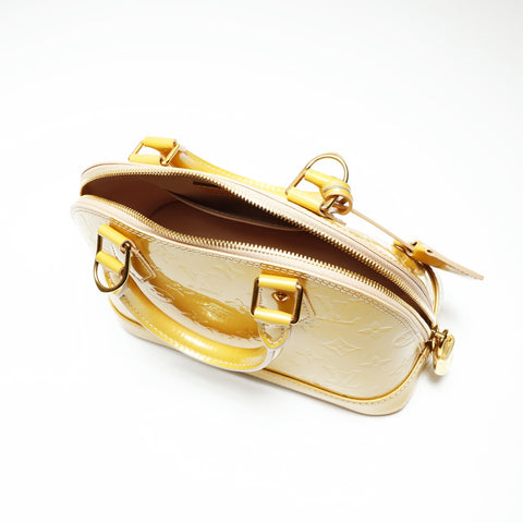 LOUIS VUITTON Vernis Alma BB Handbag yellow WS23898