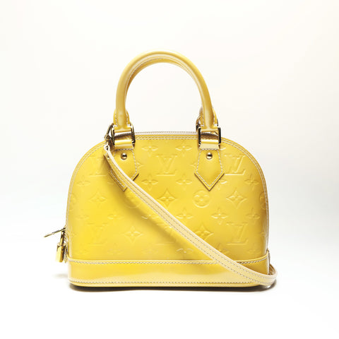 LOUIS VUITTON Vernis Alma BB Handbag yellow WS23898