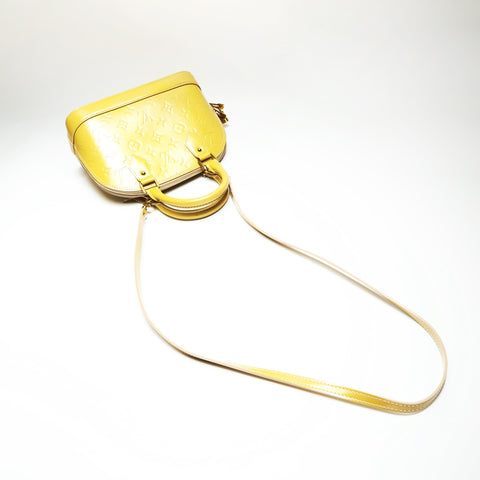 LOUIS VUITTON Vernis Alma BB Handbag yellow WS23898