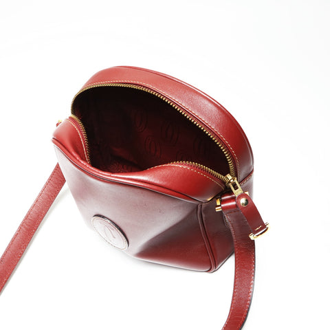 CARTIER Leather camera bag Must Do Shoulder Bag Red WS23899