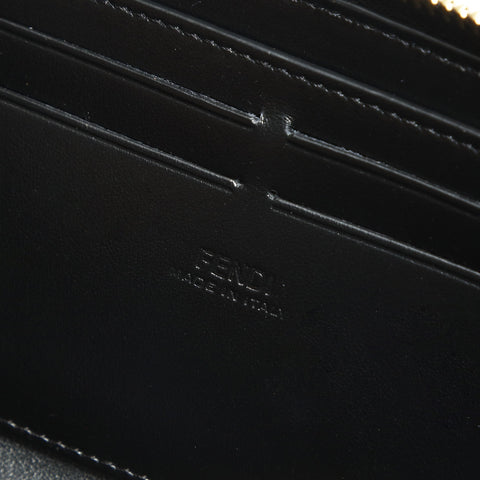 FENDI Leather logo round zip F is Purse black WS23906