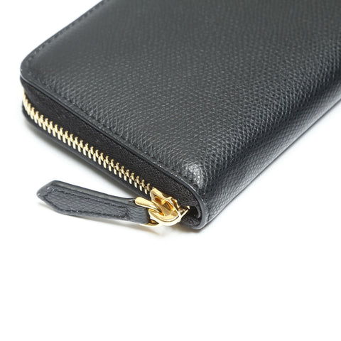 FENDI Leather logo round zip F is Purse black WS23906