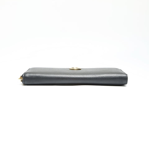 FENDI Leather logo round zip F is Purse black WS23906