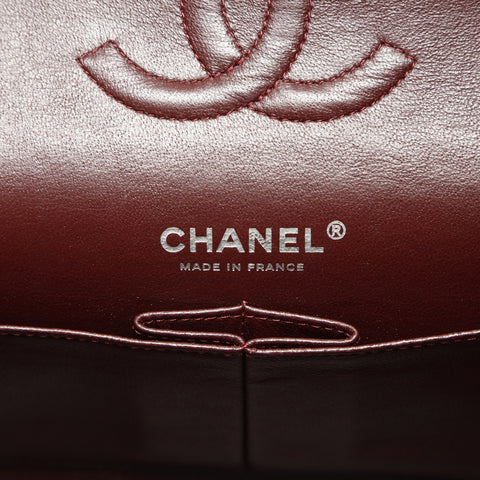 CHANEL 17th series 2012-2013 Caviar Skin Double Flap 9.8" Matelasse Silver Metal Shoulder Bag black WS23908