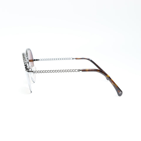 CHANEL Metal Frame Round sunglasses Brown WS23910