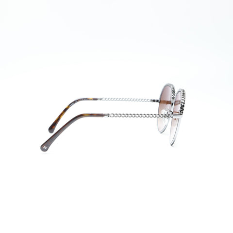 CHANEL Metal Frame Round sunglasses Brown WS23910