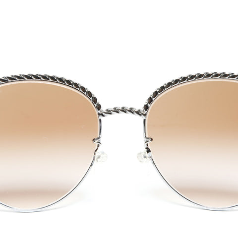 CHANEL Metal Frame Round sunglasses Brown WS23910