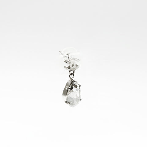 CHANEL COCO Mark Rhinestone Drop Pierce Silver WS23912