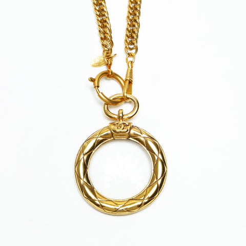 CHANEL 1980s Chain Magnifying Glass Necklace gold WS23914