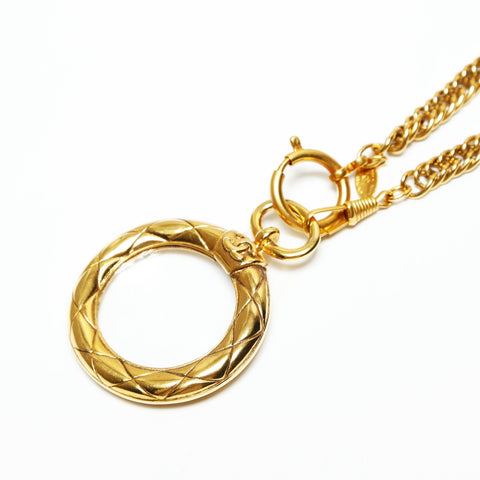 CHANEL 1980s Chain Magnifying Glass Necklace gold WS23914