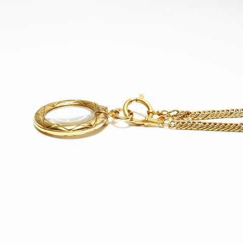 CHANEL 1980s Chain Magnifying Glass Necklace gold WS23914