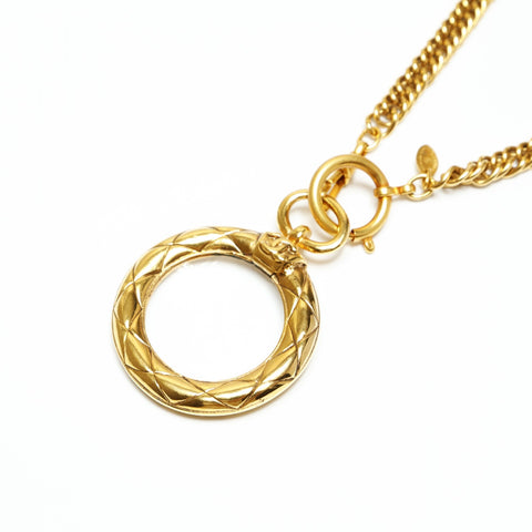 CHANEL 1980s Chain Magnifying Glass Necklace gold WS23914