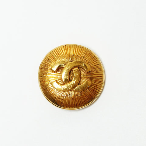 CHANEL 1980s COCO Mark Round Brooch gold WS23915