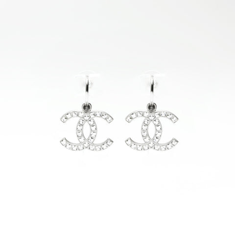 CHANEL 09P 2009 COCO Mark Rhinestone Pierce Silver WS23916