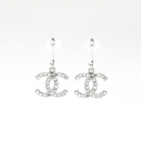 CHANEL 09P 2009 COCO Mark Rhinestone Pierce Silver WS23916