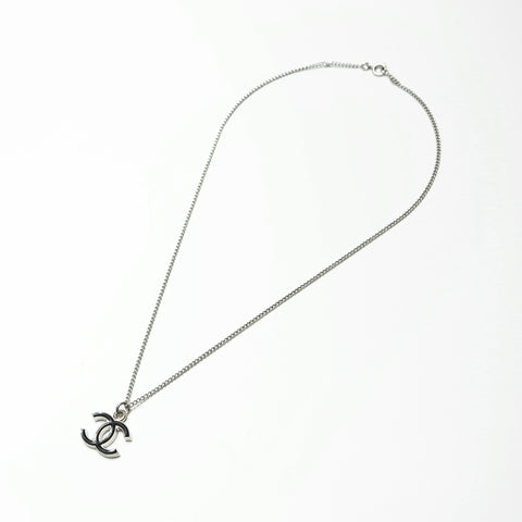 CHANEL 06V 2006 COCO Mark Black Necklace Silver WS23919