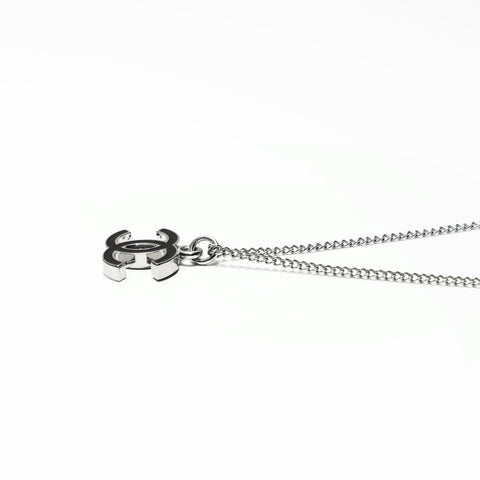 CHANEL 06V 2006 COCO Mark Black Necklace Silver WS23919