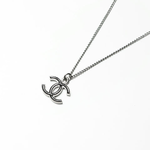 CHANEL 06V 2006 COCO Mark Black Necklace Silver WS23919