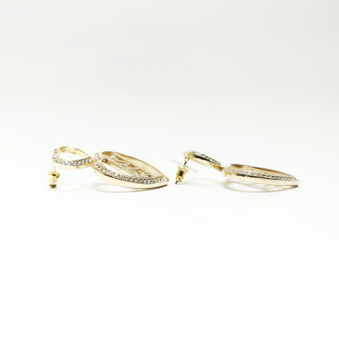 CHANEL 23B 2023 Logo Heart Rhinestone Pierce gold WS23920