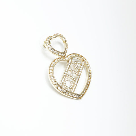 CHANEL 23B 2023 Logo Heart Rhinestone Pierce gold WS23920