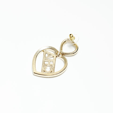 CHANEL 23B 2023 Logo Heart Rhinestone Pierce gold WS23920
