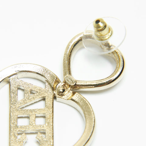 CHANEL 23B 2023 Logo Heart Rhinestone Pierce gold WS23920