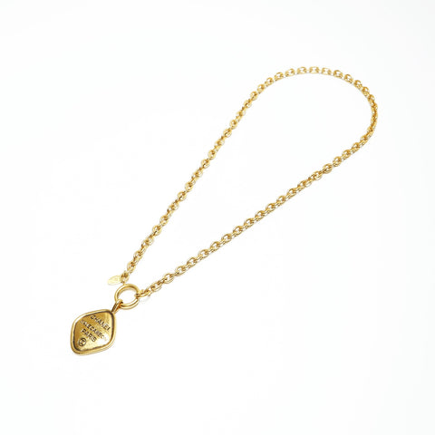 CHANEL 1980s logo plate 31 Rue Cambon Chain Necklace gold WS23921