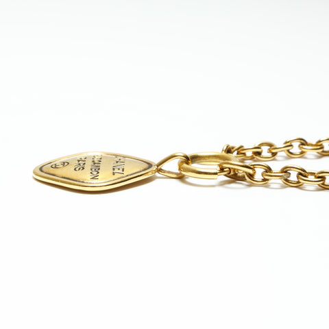 CHANEL 1980s logo plate 31 Rue Cambon Chain Necklace gold WS23921