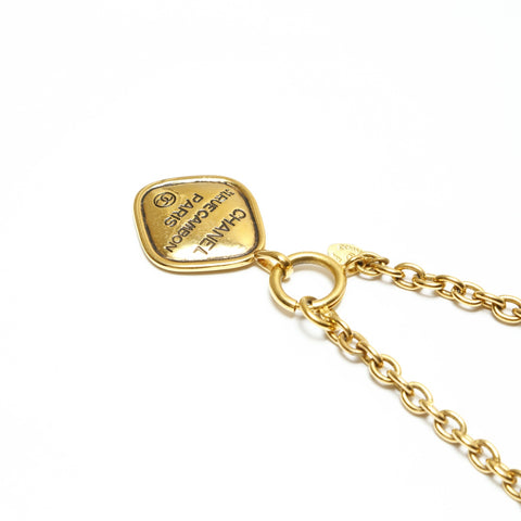 CHANEL 1980s logo plate 31 Rue Cambon Chain Necklace gold WS23921