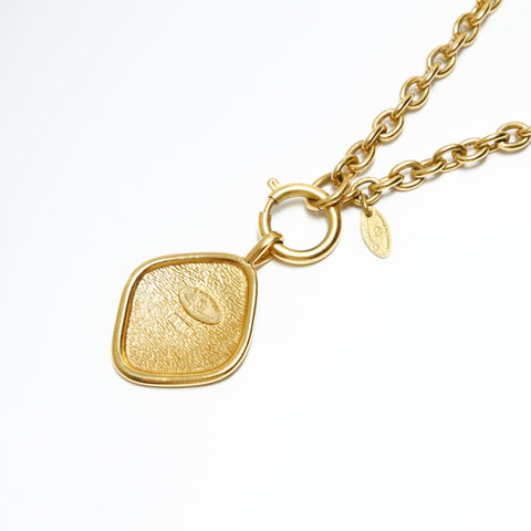CHANEL 1980s logo plate 31 Rue Cambon Chain Necklace gold WS23921