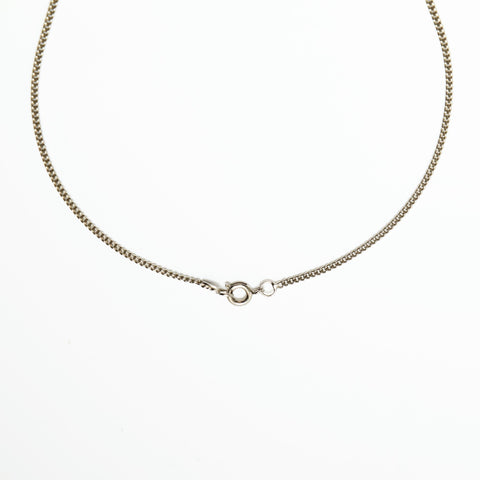 CHANEL 02C 2002 COCO Mark Brown Necklace Silver WS23923