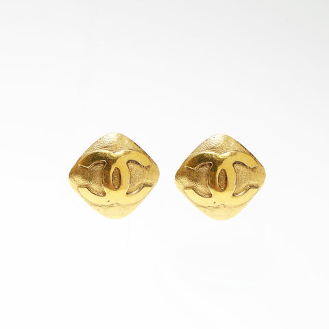 CHANEL 29 1994 COCO Mark Square Earring gold WS23924
