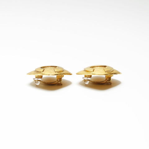 CHANEL 29 1994 COCO Mark Square Earring gold WS23924