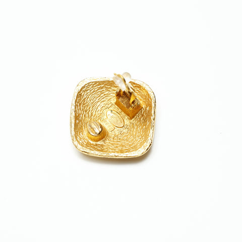 CHANEL 29 1994 COCO Mark Square Earring gold WS23924
