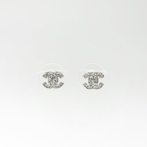 CHANEL 07A 2007 COCO Mark Rhinestone Pierce Silver WS23925