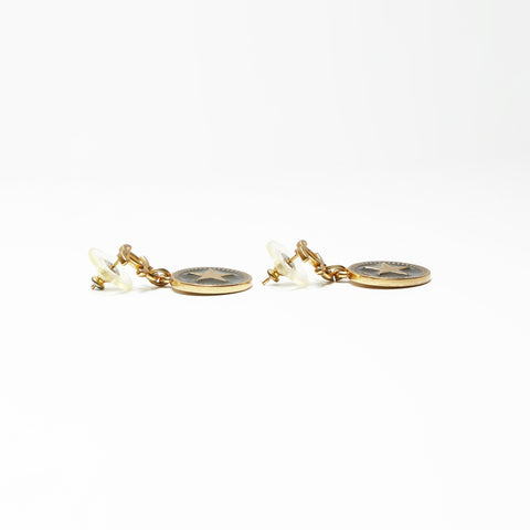 CHANEL 01P 2001 Round Black Star Pierce gold WS23926