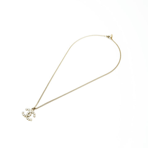 CHANEL 05V 2005 COCO Mark Rhinestone Necklace gold WS23927