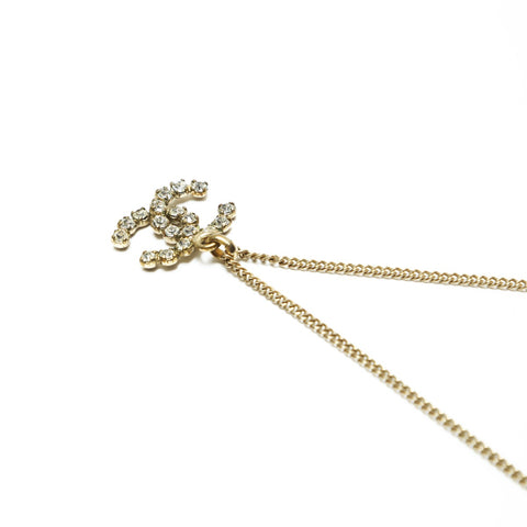 CHANEL 05V 2005 COCO Mark Rhinestone Necklace gold WS23927
