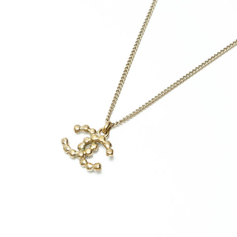 CHANEL 05V 2005 COCO Mark Rhinestone Necklace gold WS23927